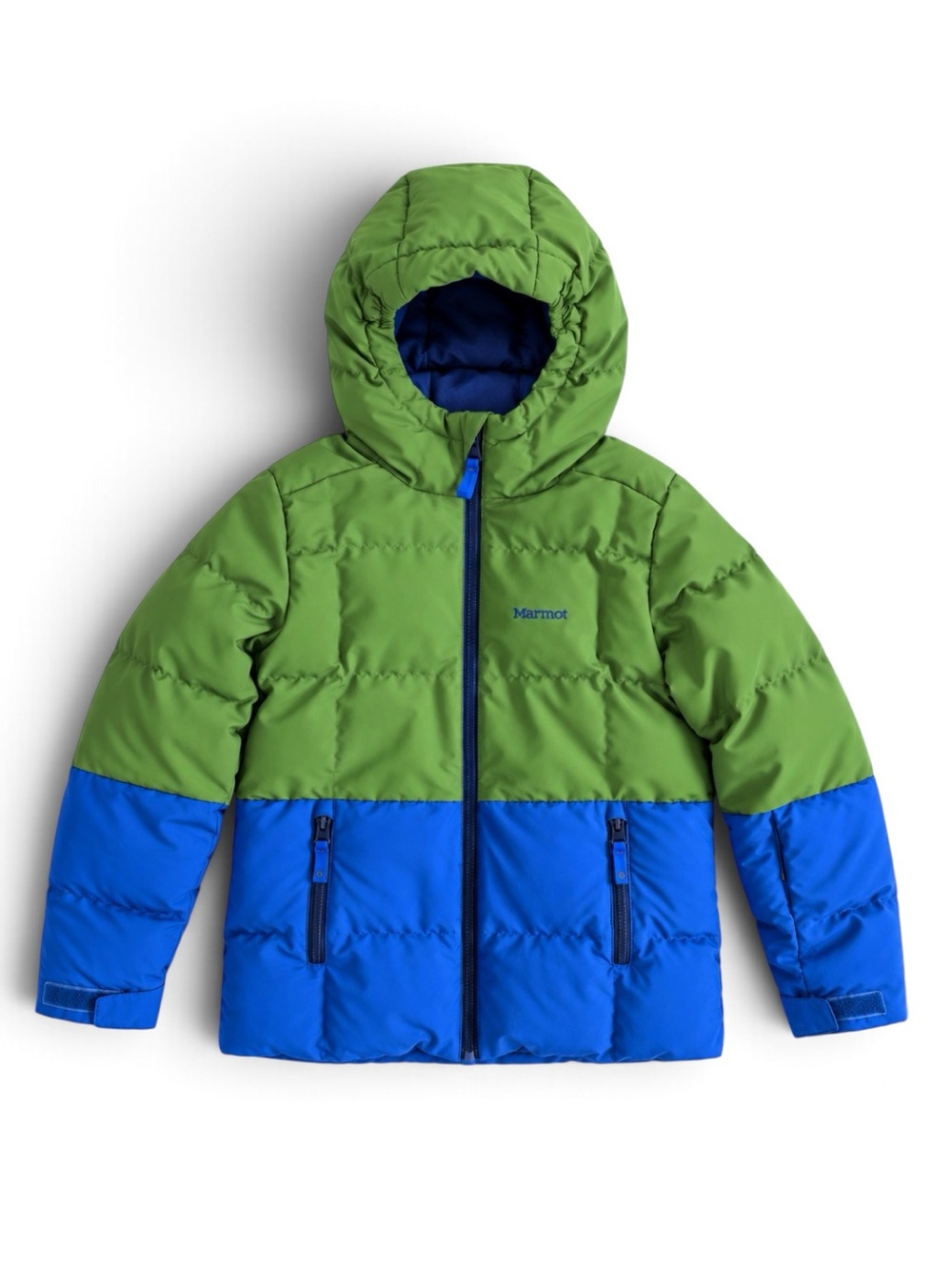 Marmot Polar Down Jacket Ski Coat 700 Fill Waterproof Puffer Green Blue Kids L